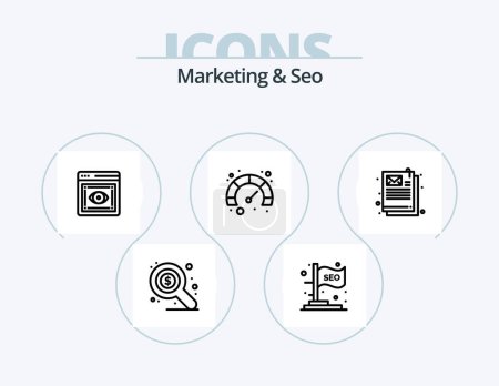 Téléchargez les illustrations : Marketing And Seo Line Icon Pack 5 Icon Design. . internet. seo. globe. email - en licence libre de droit
