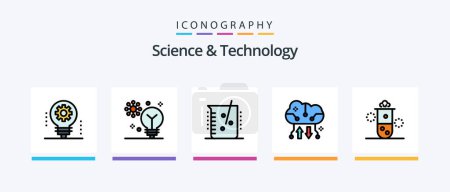 Illustration for Science And Technology Line Filled 5 Icon Pack Including chemical industry. acid. microscope. thermal energy. radioactivity. Creative Icons Design - Royalty Free Image