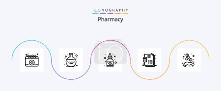 Illustration for Pharmacy Line 5 Icon Pack Including hand. capsule. liquid. recipe. list - Royalty Free Image