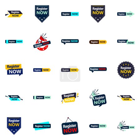 Ilustración de 25 Innovative Typographic Banners for a contemporary registration promotion - Imagen libre de derechos