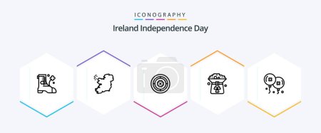 Ilustración de Irlanda Día de la Independencia 25 Paquete de iconos de línea que incluye cumpleaños y fiesta. globos. círculo. dentro. verde - Imagen libre de derechos