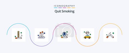 Illustration for Quit Smoking Line Filled Flat 5 Icon Pack Including car. no. healthcare. healthcare. smoking - Royalty Free Image