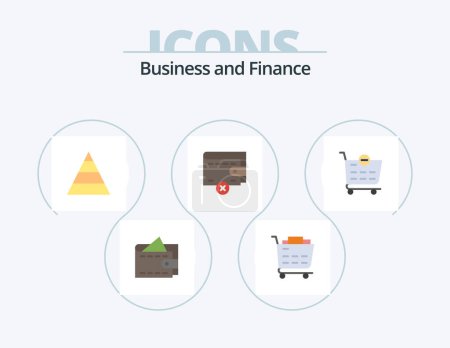 Téléchargez les illustrations : Finance Flat Icon Pack 5 Icon Design. . . structure. shopping cart. checkout - en licence libre de droit