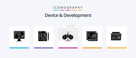 Illustration for Device And Development Glyph 5 Icon Pack Including radio. picture. controller. image. frame. Creative Icons Design - Royalty Free Image