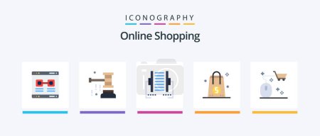 Téléchargez les illustrations : Online Shopping Flat 5 Icon Pack Including money. bag. sale. transfer. data. Creative Icons Design - en licence libre de droit