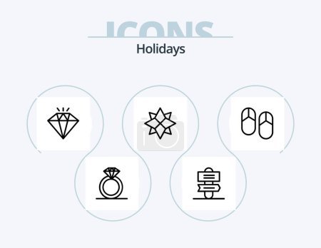 Illustration for Holidays Line Icon Pack 5 Icon Design. . . winter. emojis. cookie - Royalty Free Image