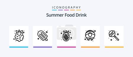 Illustration for Summer Food Drink Line 5 Icon Pack Including food. fruit. cherries. summer. summer. Creative Icons Design - Royalty Free Image