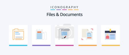 Illustration for Files And Documents Flat 5 Icon Pack Including data. content. payment. notebook. knowledge. Creative Icons Design - Royalty Free Image