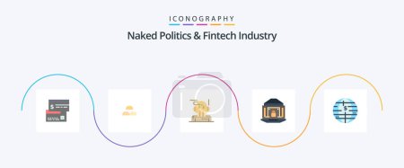 Ilustración de Naked Politics And Fintech Industry Flat 5 Icon Pack Including internet. bank. income. analyst. advisor - Imagen libre de derechos