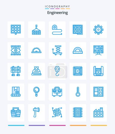 Téléchargez les illustrations : Ingénierie créative 25 Pack icône bleue telle que la construction. outil. mesure. Prise. construction - en licence libre de droit