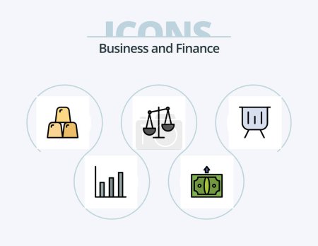Téléchargez les illustrations : Finance Line Filled Icon Pack 5 Icon Design. chart. presentation. minus. performance. finance - en licence libre de droit
