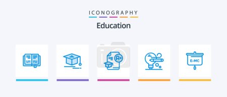 Illustration for Education Blue 5 Icon Pack Including school. education. education. formula. pencil. Creative Icons Design - Royalty Free Image