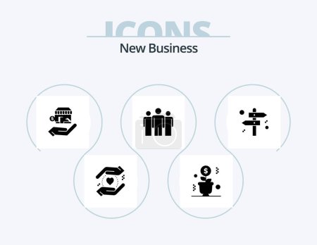 Ilustración de New Business Glyph Icon Pack 5 Icon Design. coach . pot . dollar. safe - Imagen libre de derechos