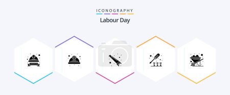 Téléchargez les illustrations : Labour Day 25 Glyph icon pack including screw. screw. labour. driver. tools - en licence libre de droit