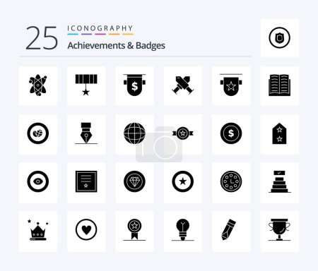 Ilustración de Achievements & Badges 25 Solid Glyph icon pack including badge. badge. badges. award. finance - Imagen libre de derechos