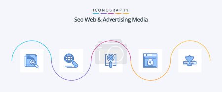 Ilustración de Seo Web And Advertising Media Blue 5 Icon Pack Including layout. secure. seo. login. ok - Imagen libre de derechos