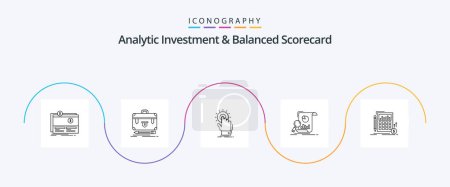 Ilustración de Inversión Analítica y Balanced Scorecard Line 5 Icon Pack Incluyendo negocio. análisis. gestión. Empieza. mano - Imagen libre de derechos