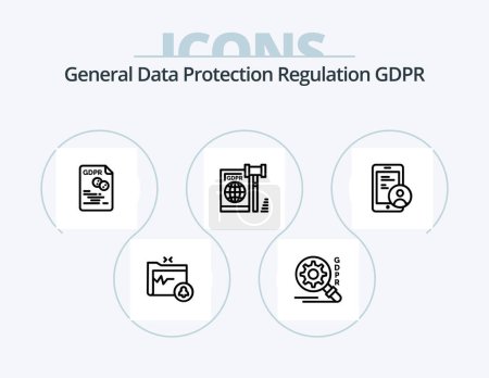 Illustration for Gdpr Line Icon Pack 5 Icon Design. mail. security. security. secure. locked - Royalty Free Image