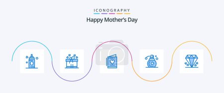 Téléchargez les illustrations : Happy Mothers Day Blue 5 Icon Pack Including . mom. love. gift. makeup - en licence libre de droit