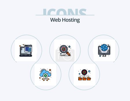 Ilustración de Web Hosting Line Filled Icon Pack 5 Icon Design. hierarchy. network. web. folders. web - Imagen libre de derechos