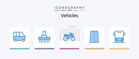 Ilustración de Vehículos Blue 5 Icon Pack Incluido el coche. Camino. tractor. camino. infraestructura. Diseño de iconos creativos - Imagen libre de derechos