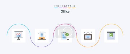 Illustration for Office Flat 5 Icon Pack Including bookmark. diploma. approve. desk. office - Royalty Free Image