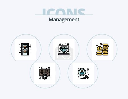 Ilustración de Management Line Filled Icon Pack 5 Icon Design. applicant. investment. connect. coins. puzzle - Imagen libre de derechos