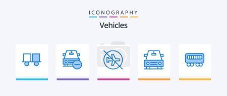 Téléchargez les illustrations : Vehicles Blue 5 Icon Pack Including passenger. car. minus. sign. flying. Creative Icons Design - en licence libre de droit