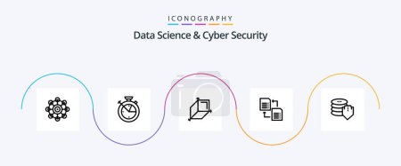 Illustration for Data Science And Cyber Security Line 5 Icon Pack Including dollar. scince. 3d. share. data - Royalty Free Image
