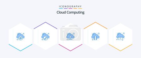 Illustration for Cloud Computing 25 Blue icon pack including mail. cloud. storage. cloud - Royalty Free Image