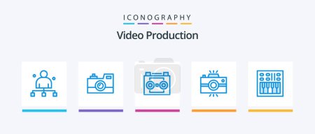 Ilustración de Video Production Blue 5 Icon Pack Including photography. antique camera. retro camera. sound recording. digital audio. Creative Icons Design - Imagen libre de derechos