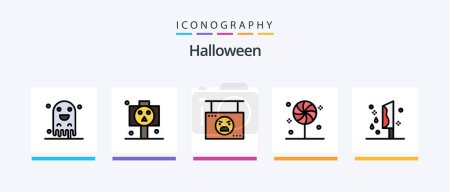 Illustration for Halloween Line Filled 5 Icon Pack Including eye. beaker. zombie. ball. funeral. Creative Icons Design - Royalty Free Image