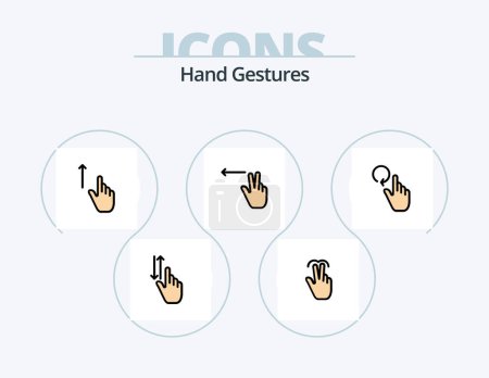 Téléchargez les illustrations : Hand Gestures Line Filled Icon Pack 5 Icon Design. hand. gesture. expand. finger. touch - en licence libre de droit