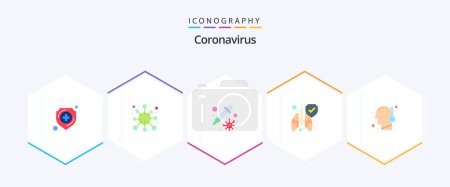 Illustration for Coronavirus 25 Flat icon pack including cold. clean. virus. lungs. virus - Royalty Free Image