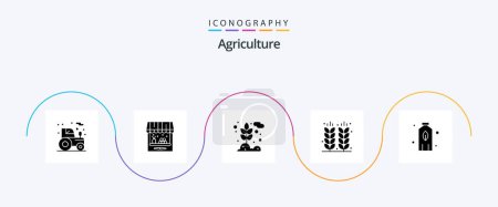 Téléchargez les illustrations : Agriculture Glyph 5 Icon Pack Including bottle. field. agriculture. farming. agriculture - en licence libre de droit