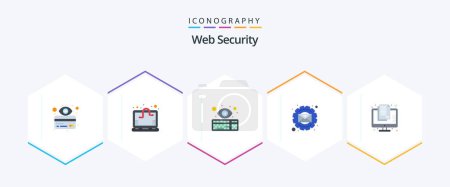 Illustration for Web Security 25 Flat icon pack including classified. optimization. cyber. gear. key logger - Royalty Free Image
