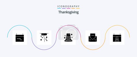 Illustration for Thanks Giving Glyph 5 Icon Pack Including calendar. thanks. fall. message. envelope - Royalty Free Image