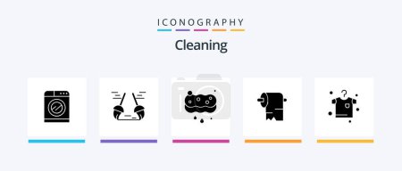Ilustración de Cleaning Glyph 5 Icon Pack Including hanging. clothes. clean. tissue. cleaning. Creative Icons Design - Imagen libre de derechos