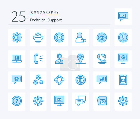 Illustration for Technical Support 25 Blue Color icon pack including right. arrow. telephone. man. text message - Royalty Free Image