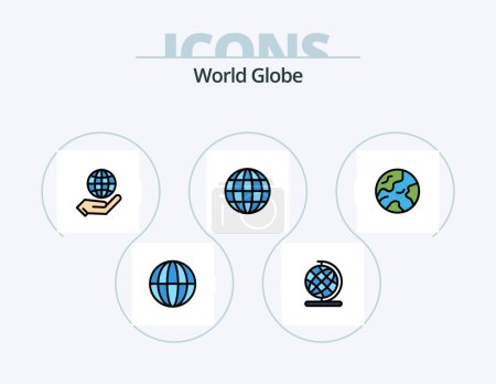 Illustration for Globe Line Filled Icon Pack 5 Icon Design. . globe. . globe - Royalty Free Image