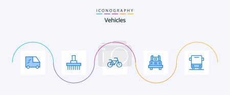 Téléchargez les illustrations : Vehicles Blue 5 Icon Pack Including transport. car. vehicles. bus. transportation - en licence libre de droit