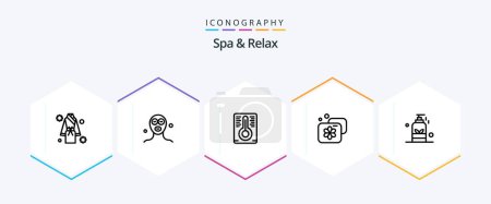 Illustration for Spa And Relax 25 Line icon pack including facility . accommodation . cosmetics . temperature - Royalty Free Image
