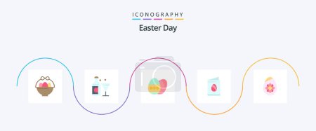 Téléchargez les illustrations : Easter Flat 5 Icon Pack Including easter egg. decoration. egg. wedding. egg - en licence libre de droit