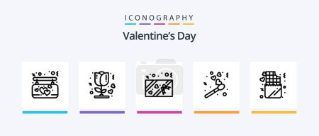 Ilustración de Valentines Day Line 5 Icon Pack Including tag. noodles. wedding. noodle. romantic. Creative Icons Design - Imagen libre de derechos