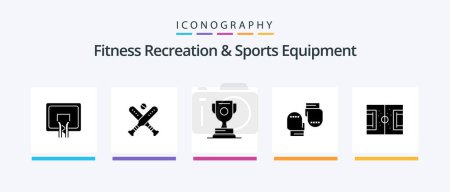 Illustration for Fitness Recreation And Sports Equipment Glyph 5 Icon Pack Including football. protective. achievment. gloves. boxing. Creative Icons Design - Royalty Free Image