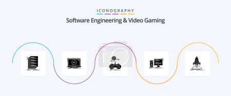 Ilustración de Software Engineering And Video Gaming Glyph 5 Icon Pack Including gaming. computer. software. online. internet - Imagen libre de derechos
