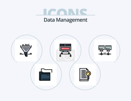 Ilustración de Línea de gestión de datos llenado Icon Pack 5 Icon Design. nube. red. caja. servidor. datos - Imagen libre de derechos