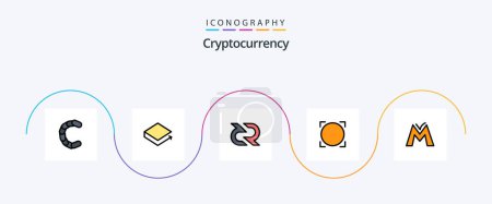 Illustration for Cryptocurrency Line Filled Flat 5 Icon Pack Including monetary unit. crypto. decreed. alternative currency. reward - Royalty Free Image