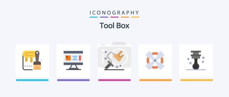 Illustration for Tools Flat 5 Icon Pack Including garage. wrench. planning. tool. tool. Creative Icons Design - Royalty Free Image