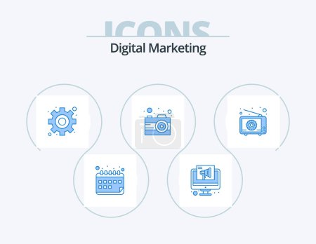 Illustration for Digital Marketing Blue Icon Pack 5 Icon Design. device. trade. hierarchy. marketing. business - Royalty Free Image